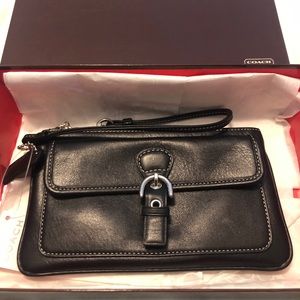 Coach Black Leather Wristlet